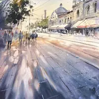 Акварель. Контрсвет и тени. Городской пейзаж
