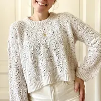 Ажурный пуловер спицами сверху Pierre Sweater