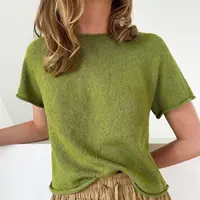 Тонкая простая футболка Plain Yoke Tee 28, вязанная спицами сверху