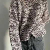 Свитер из меланжевой толстой пряжи спицами Trio Loop