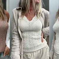 Летний топ в бельевом стиле спицами Rikke Summer