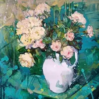 Розы гуашью