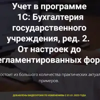 Учет в программе 1С: Бухгалтерия государственного учреждения, ред. 2. От настроек до регламентированных форм