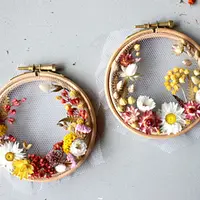 Создайте вышивку с сухими цветами на тюле