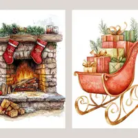 2700 акварельных рождественских промптов