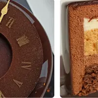 Шоколадно-банановый торт с декором “Новогодние часы”