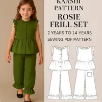 Выкройка топа с рюшами и широких брюк для девочек (2 - 14 лет)